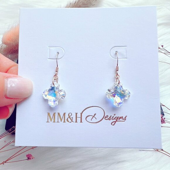 Crystal Cross Earrings | Handmade in BC - Picture 6 of 8